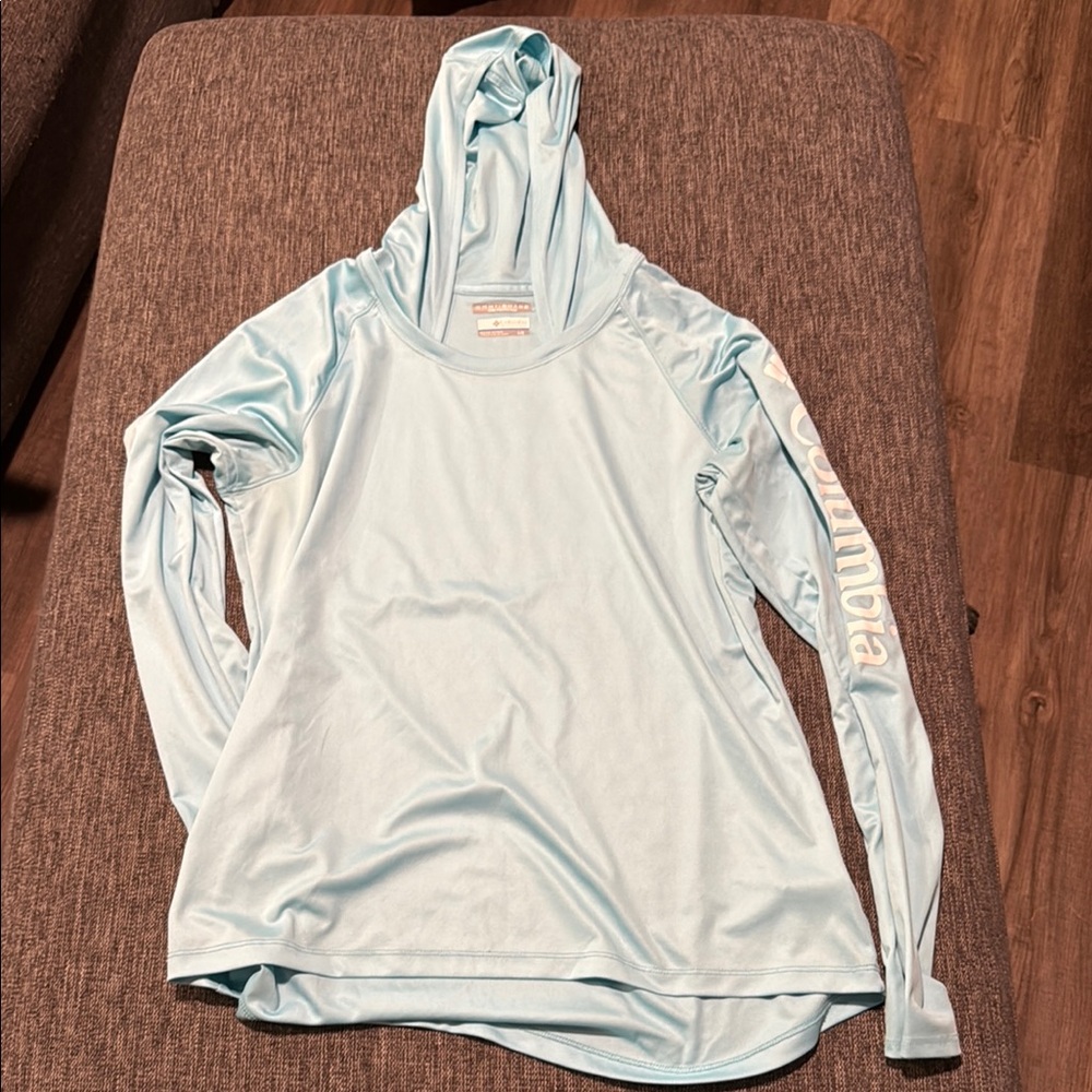Columbia Green and Blue Long Sleeve Relaxed Hoodie